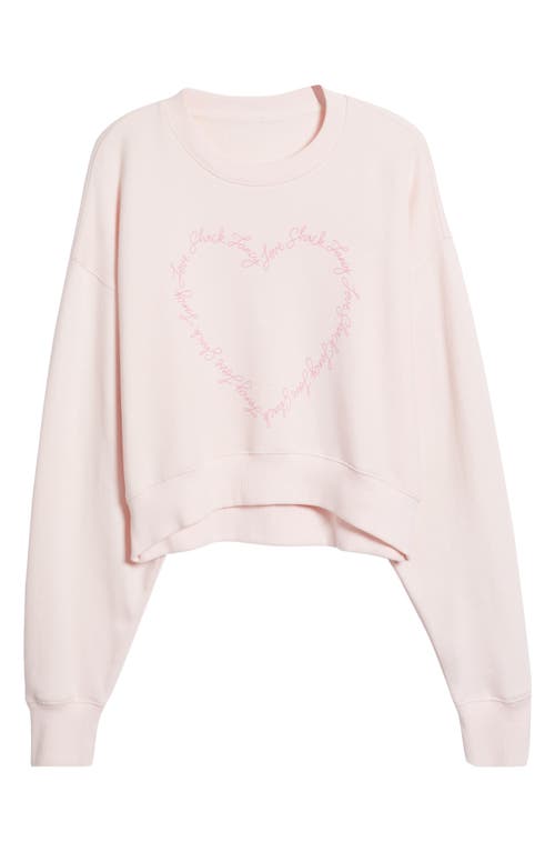Loveshackfancy Aneria High-low Crop Sweatshirt In Pucker Up Pink