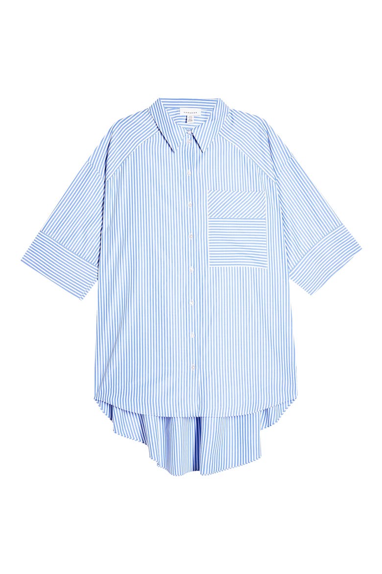 Stripe Oversize Poplin Shirt, Alternate, color, BLUE