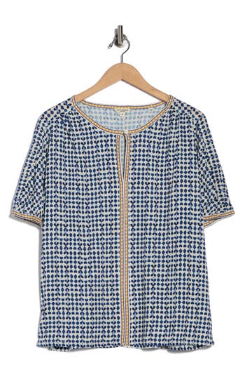 Max Studio Keyhole Elbow Sleeve Top