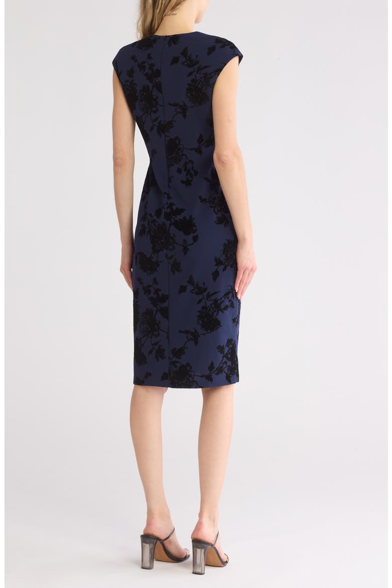 Floral Flocked Scuba Knit Sheath Dress, Alternate, color, MIDNIGHT
