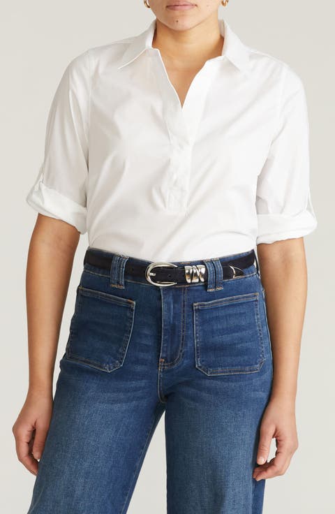Button-Back Popover Shirt (Plus)