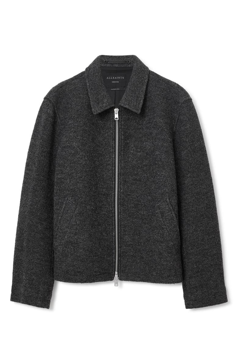 AllSaints Celeste Crop Boiled Wool Jacket, Alternate, color, Charcoal Grey