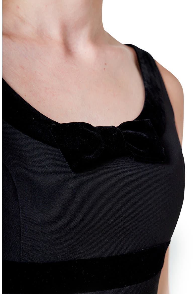 Velvet Trim Sleeveless Minidress, Alternate, color, BLACK