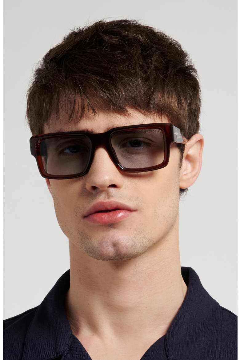 53mm Rectangular Sunglasses, Alternate, color, BROWN/ BLUE FT AR