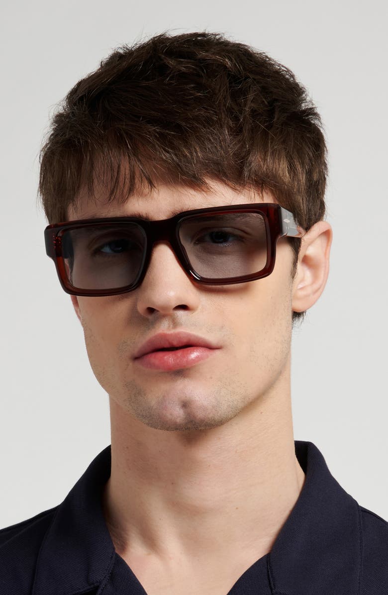 David Beckham Eyewear 53mm Rectangular Sunglasses, Alternate, color, Brown/ Blue Ft Ar