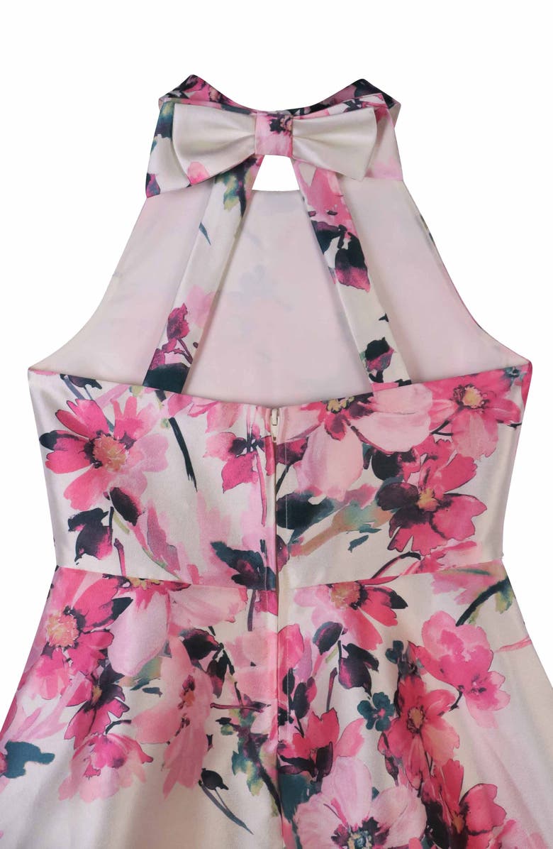 Zunie Kids' Bow Back Mikado Party Dress, Alternate, color, Ivory/ Multi