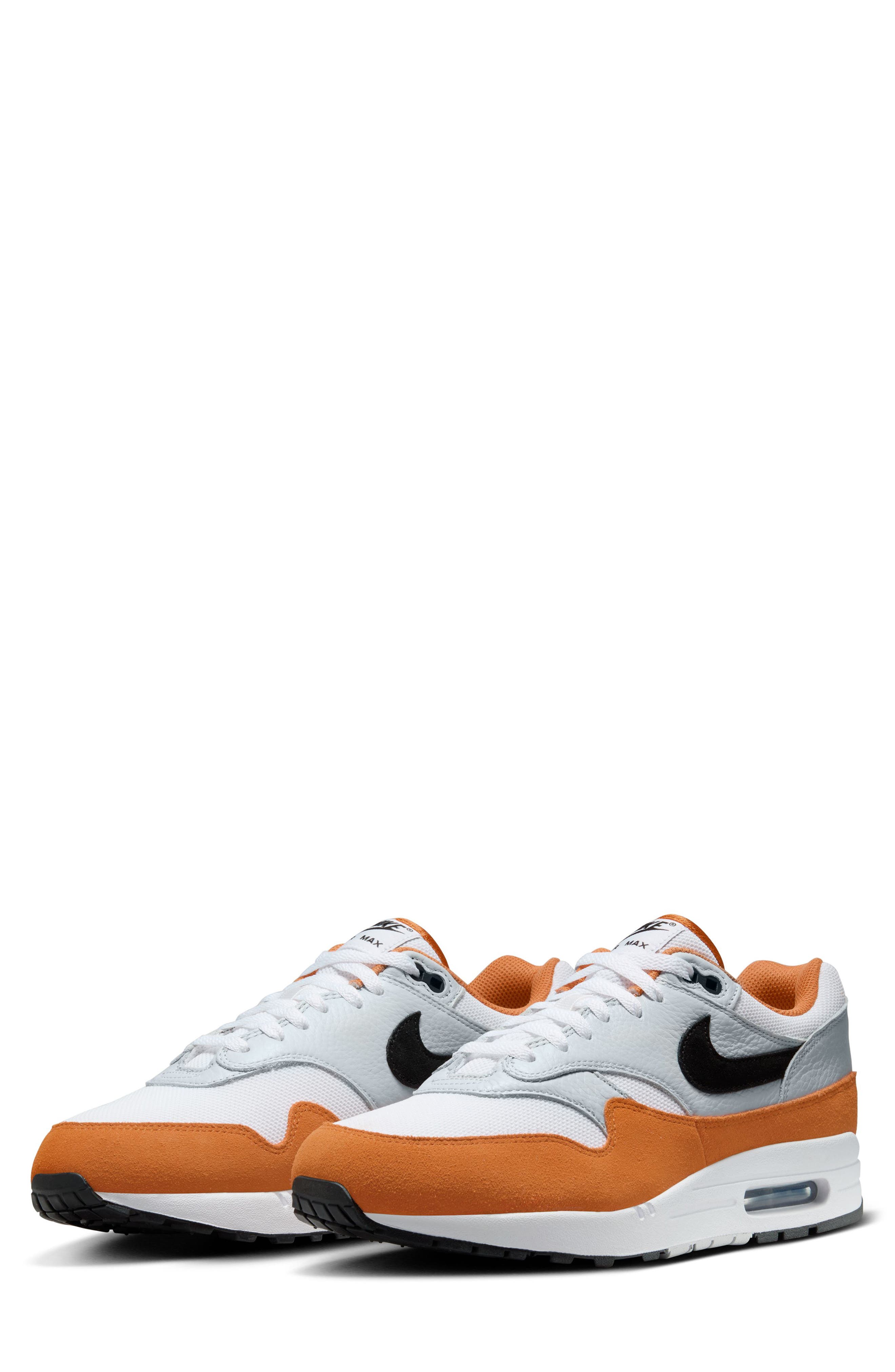 Air Max 1 Sneaker, Main, color, WHITE/ BLACK/ MONARCH