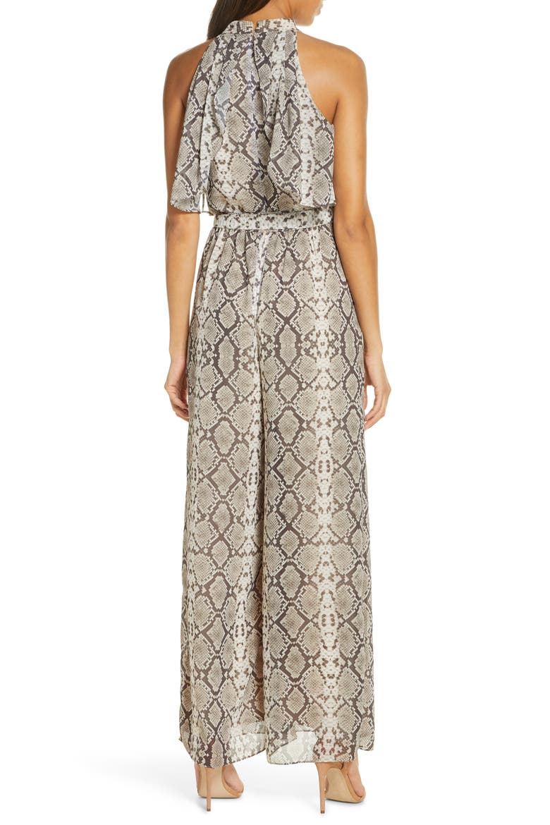 Halter Tie Waist Jumpsuit, Alternate, color, ANIMAL