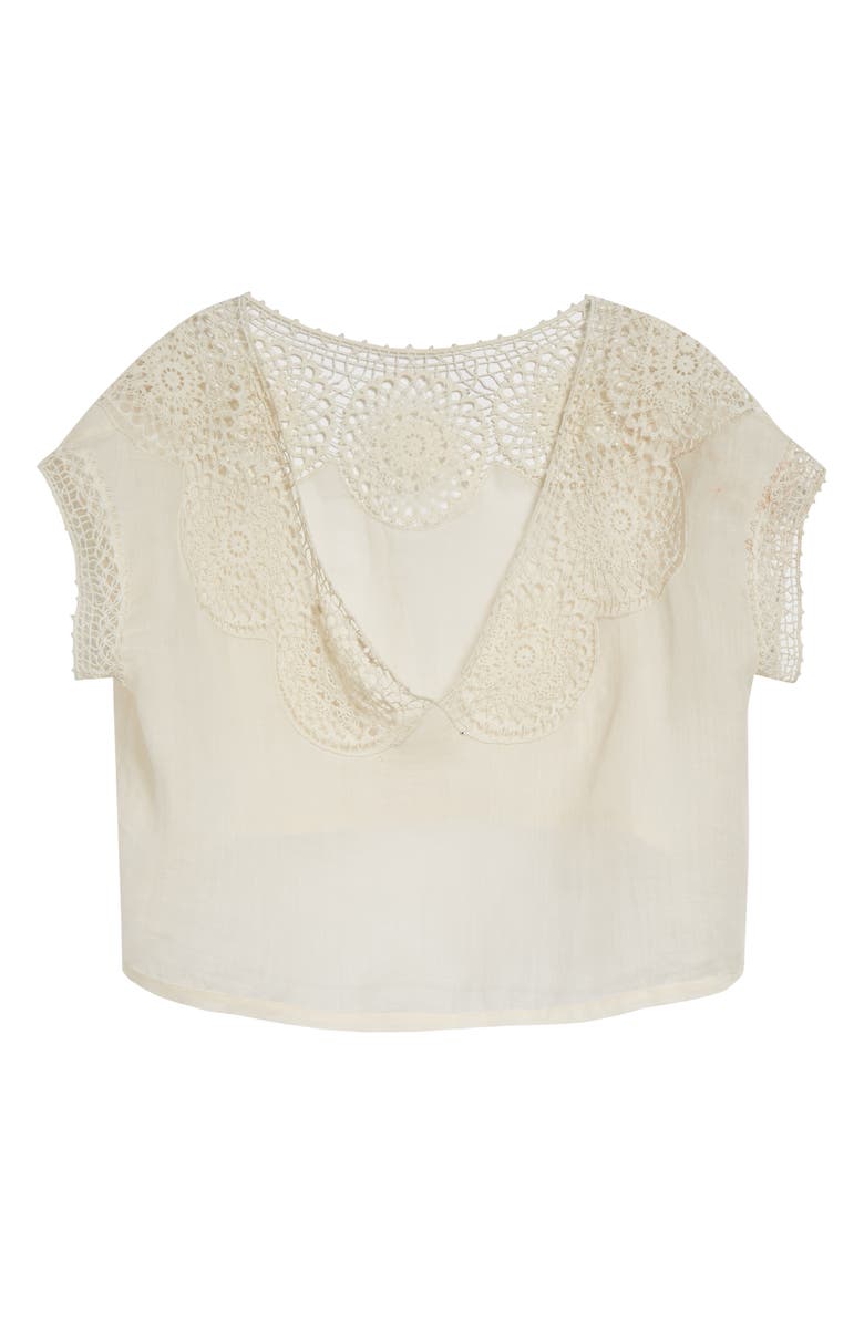 Nili Lotan Caila Crochet Crop Top, Alternate, color, Ivory