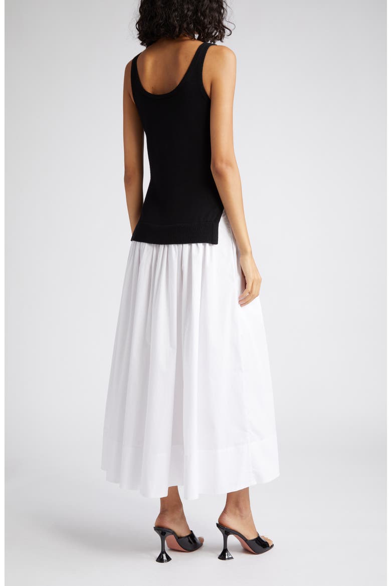 Corey Mixed Media Merino Wool & Stretch Poplin Dress, Alternate, color, BLACK/ WHITE