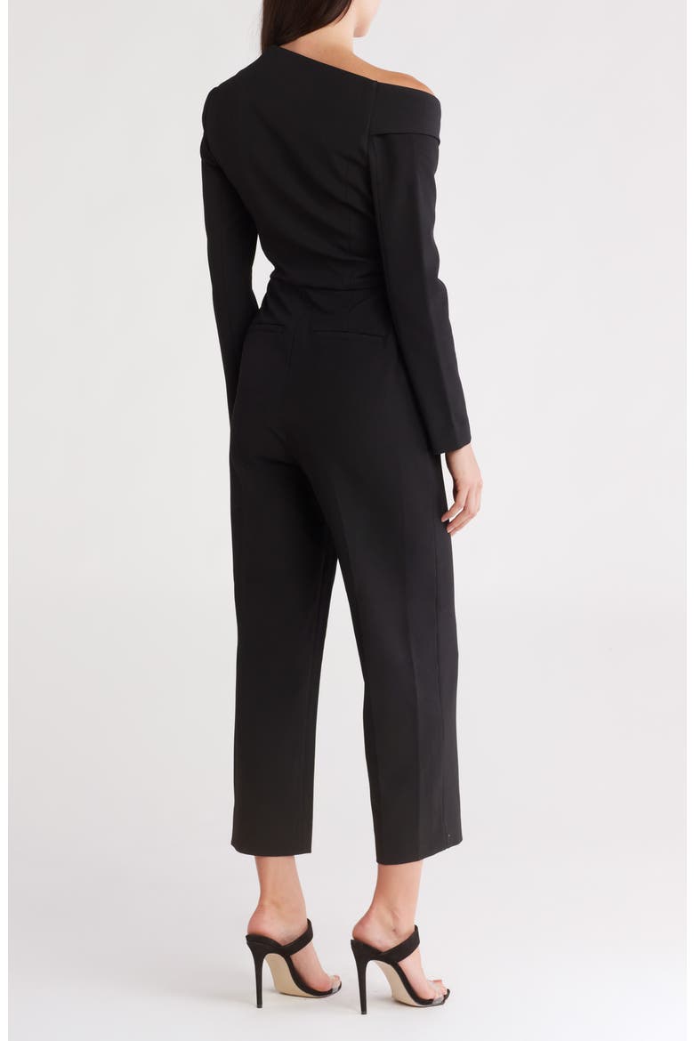 Skyla One Shoulder Blazer Jumpsuit, Alternate, color, BLACK