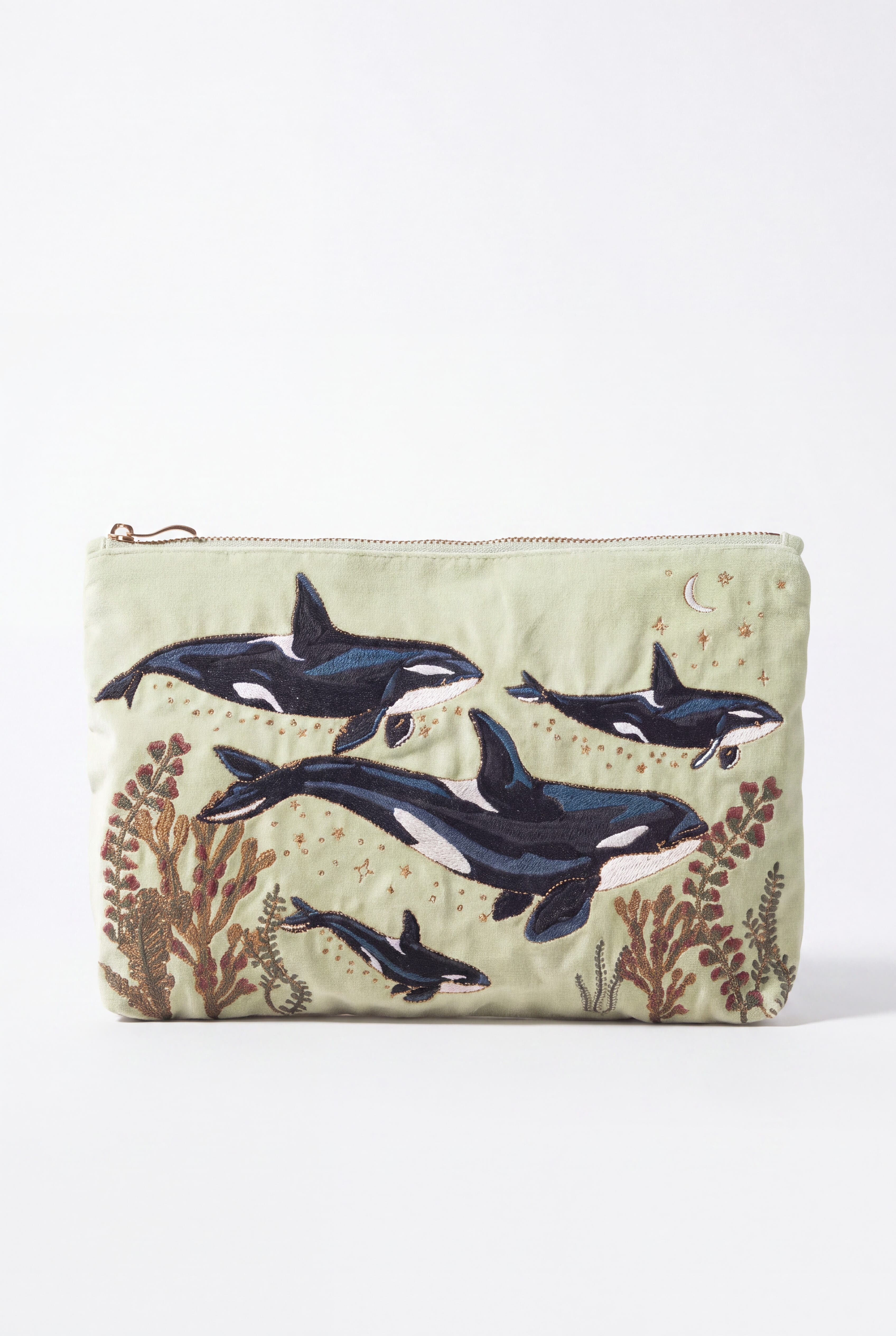 Wild Orcas Everyday Pouch, Main, color, Celadon