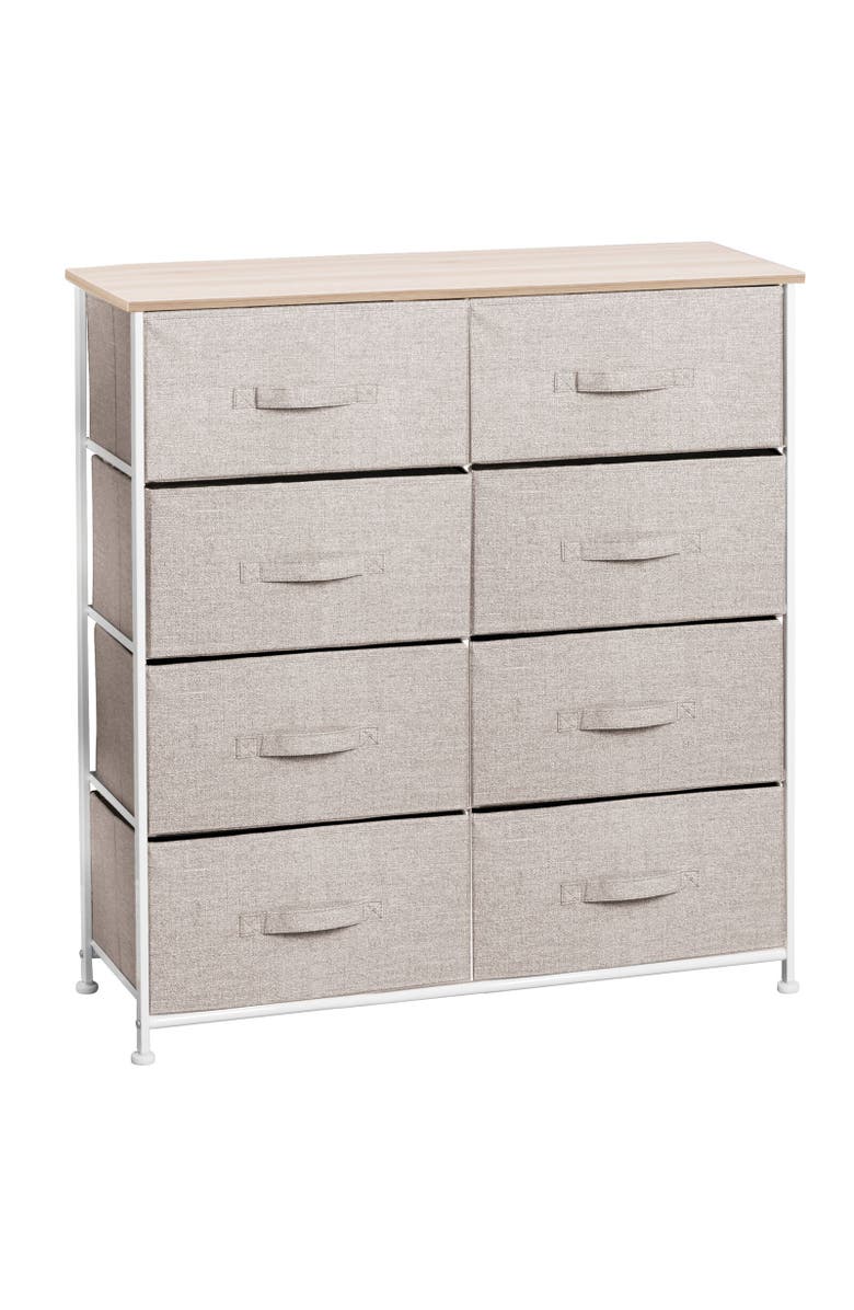 mDesign Large Storage Dresser Furniture, 8 Removable Fabric Drawers, Linen/Tan, Alternate, color, Linen