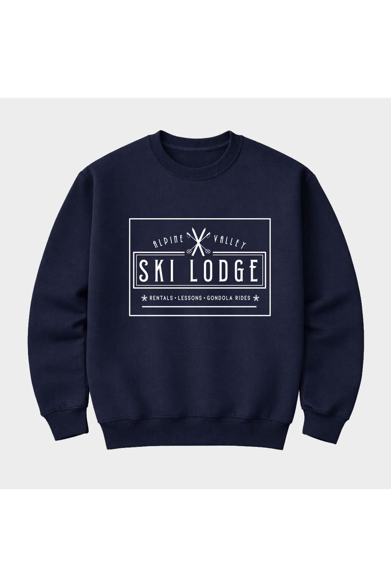 Alpine Valley Ski Lodge Graphic Sweatshirt, Alternate, color, True Navy