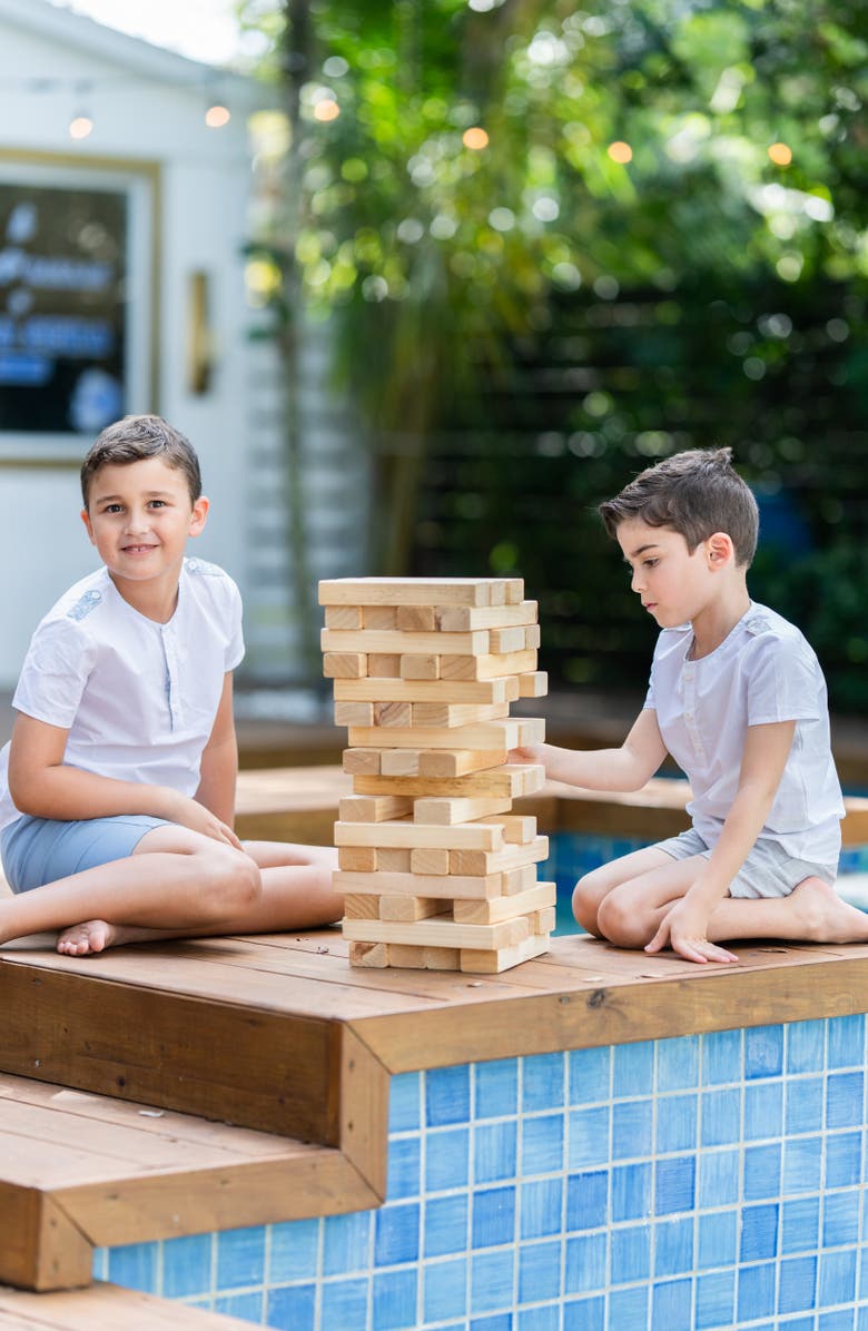 Manière Kids' Floral Epaulet Cotton Blend Henley, Alternate, color, Blue/ White