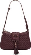USPA ACCESSORIES Tassel Tab Woven Faux Leather Shoulder Bag