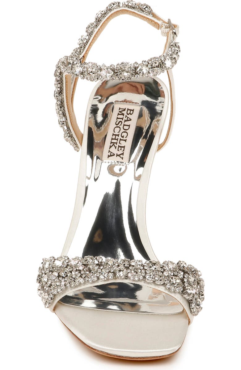 Badgley Mischka Collection Galia Embellished Sandal, Alternate, color, Soft White Satin