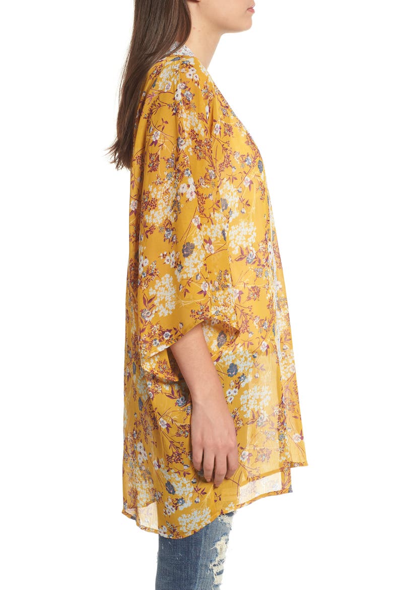 Mix Print Kimono, Alternate, color, DIJON/ WINE/ SAGE