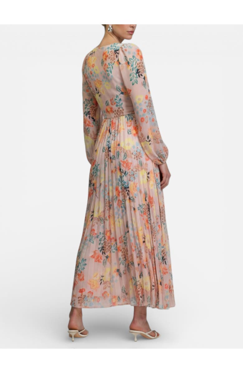 RACHEL Rachel Roy Long-Sleeve Amira Pleated Midi Dress, Alternate, color, Blush Bloom