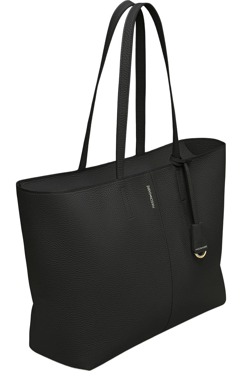 MAISON de SABRÉ Large Leather Zipped Soft Tote, Alternate, color, Black Caviar