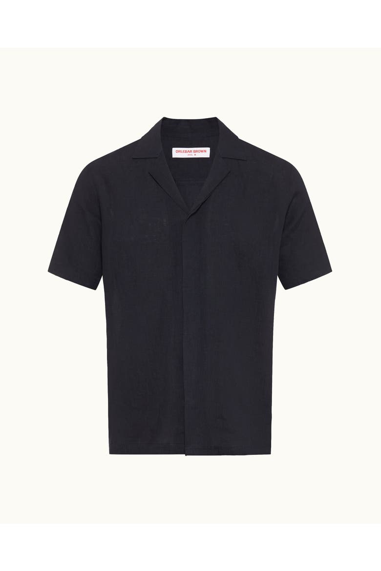 Maitan Lino Relaxed Fit Capri Collar Italian Linen Shirt, Alternate, color, Night Iris