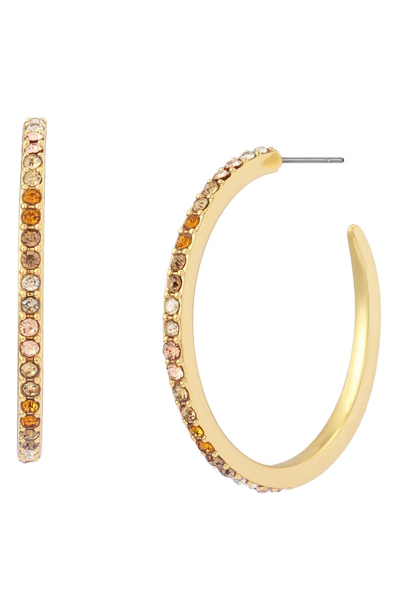 Kurt Geiger London Pavé Medium Hoop Earrings, Main, color, Gold/ Neutral