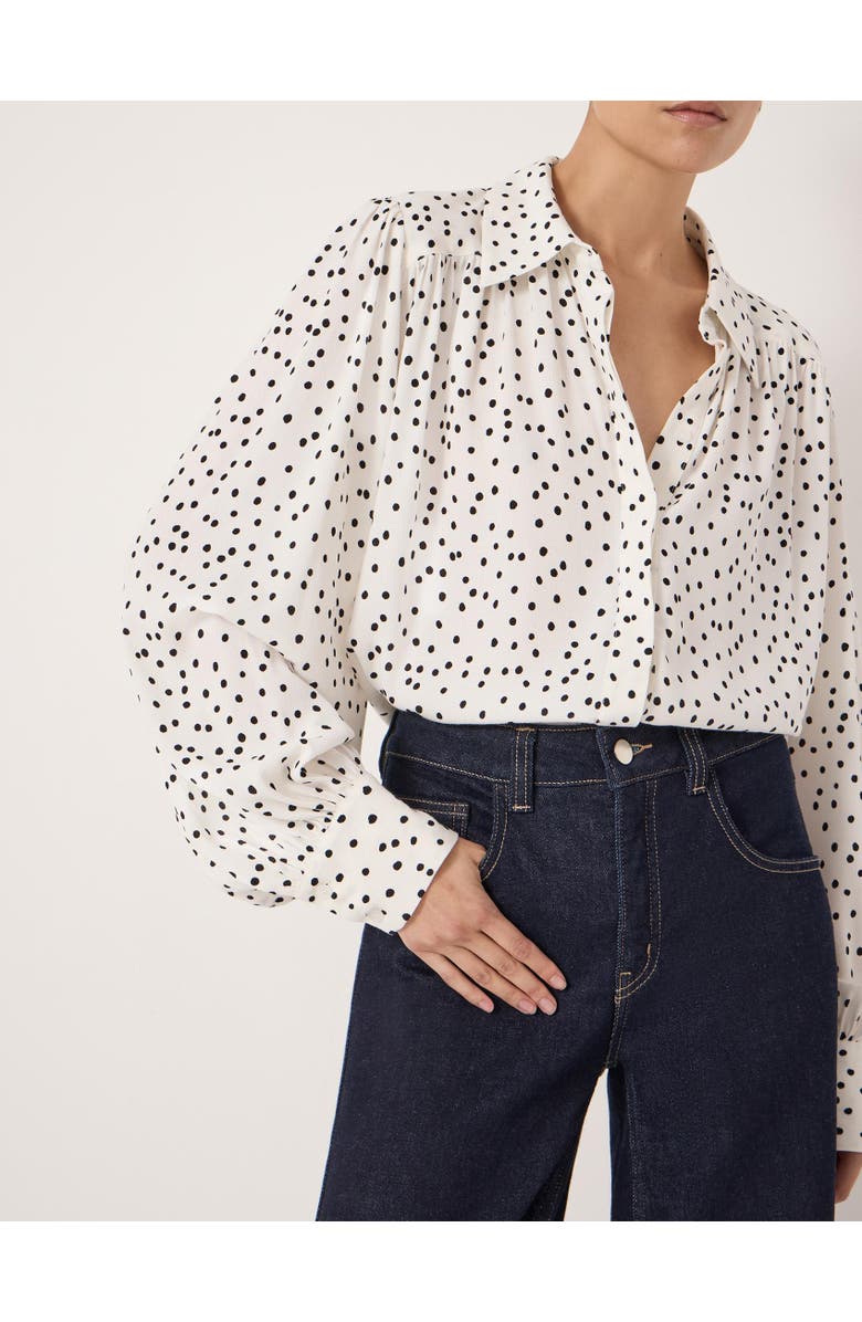 Hush Sigrid Polka Dot Long Sleeve Shirt, Alternate, color, Tiny Polka Dot White