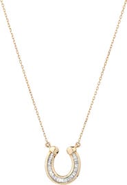 Adina Reyter Baguette Diamond Horseshoe Pendant Necklace