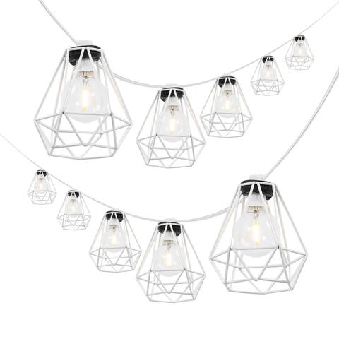 10-Light Indoor/Outdoor Contemporary Transitional Incandescent G40 Diamond Cage String Lights