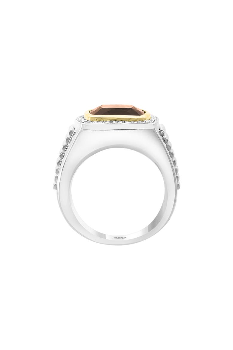 Men's Diamond & Smoky Quartz Signet Ring, Alternate, color, BROWN