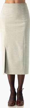IVONNE Pencil Midi Skirt With Front Slit