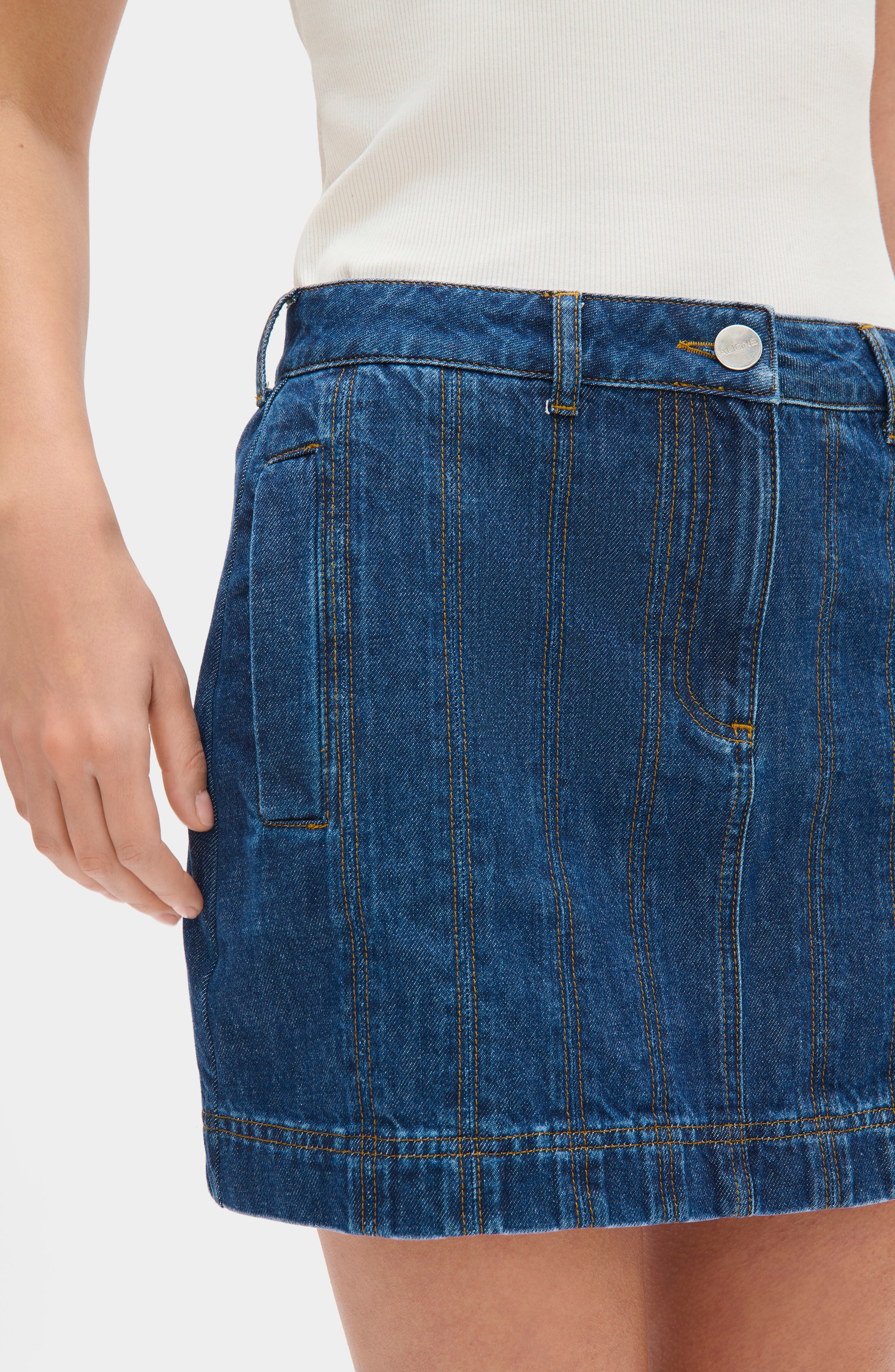 Garnet Topstitch Detail Denim Miniskirt (Women) | Nordstrom