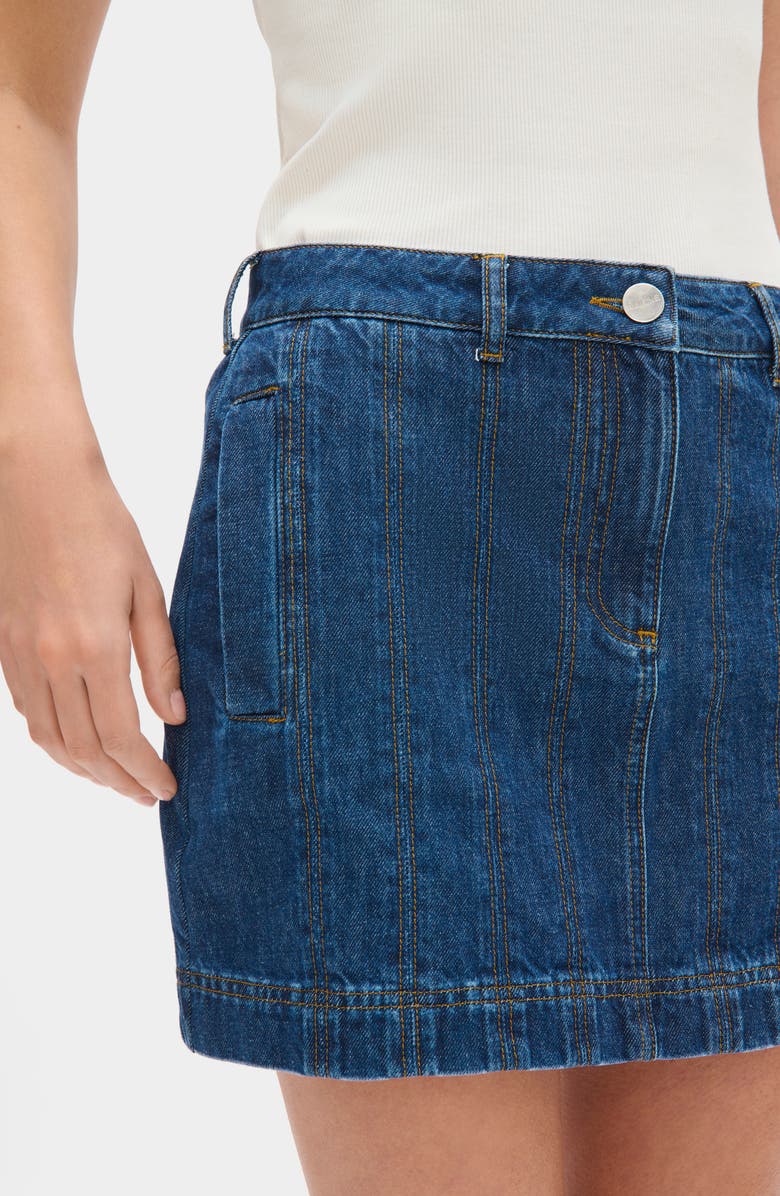 ALIGNE Garnet Topstitch Detail Denim Miniskirt, Alternate, color, Ocean Blue