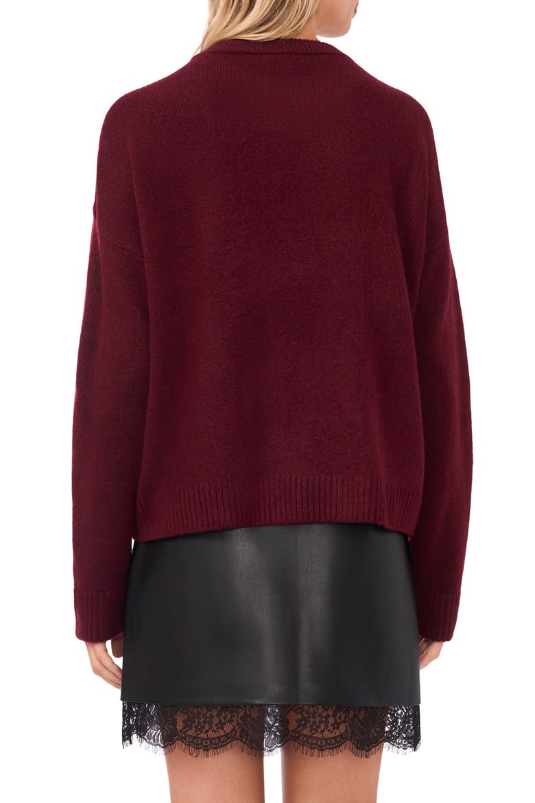 Paillette Crewneck Sweater, Alternate, color, WINE