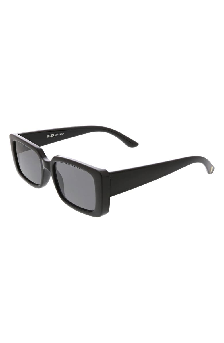 BCBG 54mm Rectangular Sunglasses, Alternate, color, Shiny Black