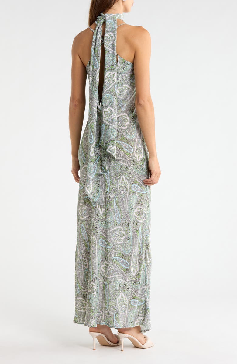 AFRM Cheryl Paisley Slipdress with Scarf, Alternate, color, Aqua Paisley