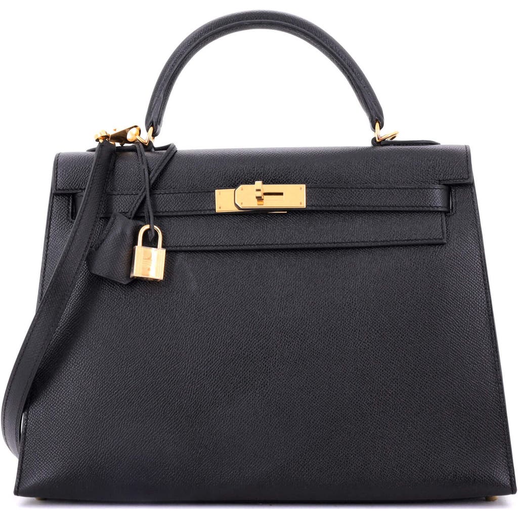 Pre-owned Hermes Hermes Kelly Handbag Black Epsom With Gold Hardware 32 In Black
