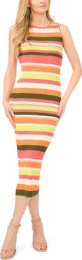 Halogen® Variegated Stripe Rib Midi Dress