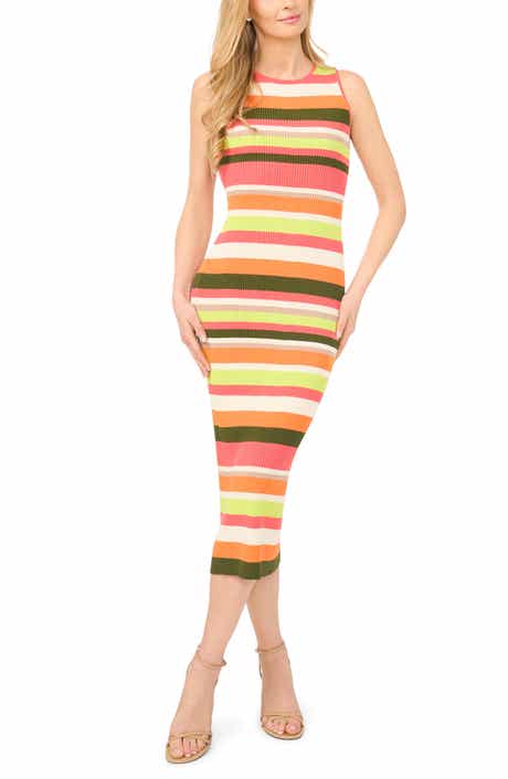 Variegated Stripe Rib Midi Dress