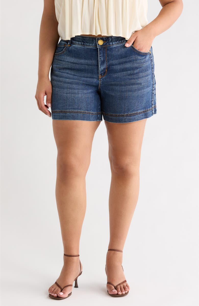 Wit & Wisdom Gracie High Waist Cotton Blend Denim Shorts, Main, color, Mid Blue