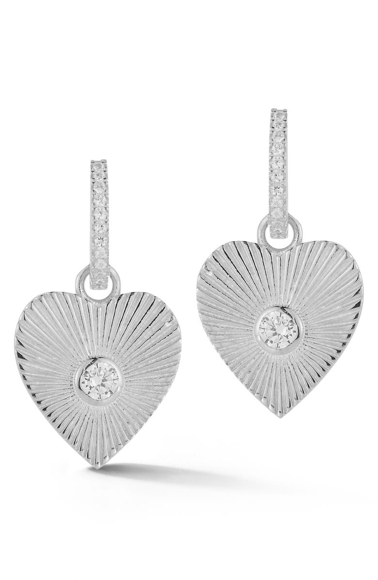 SPHERA MILANO Cubic Zirconia Heart Drop Huggie Hoop Earrings, Main, color, 