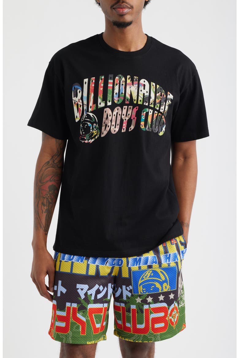 Curve Collage Cotton Graphic T-Shirt, Main, color, BLACK