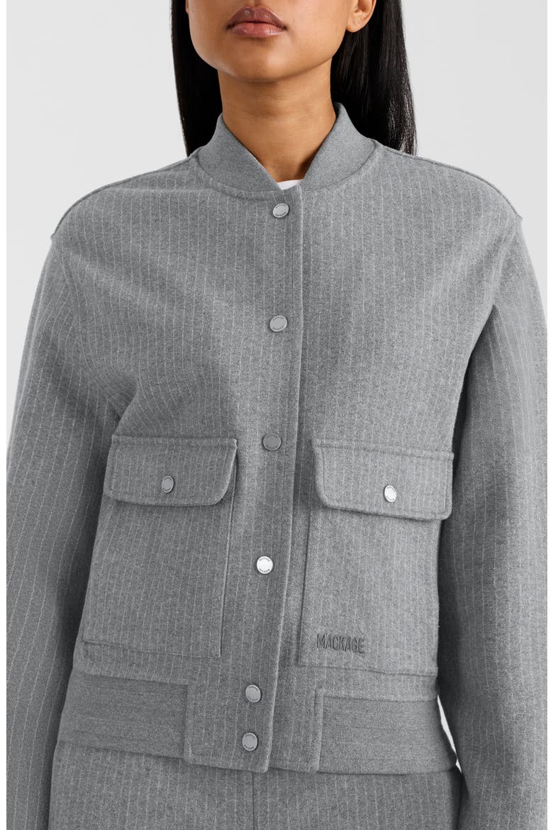 Juniper Chalk Stripe Cotton Blend Bomber Jacket, Alternate, color, LIGHT GREY MIX-CREAM