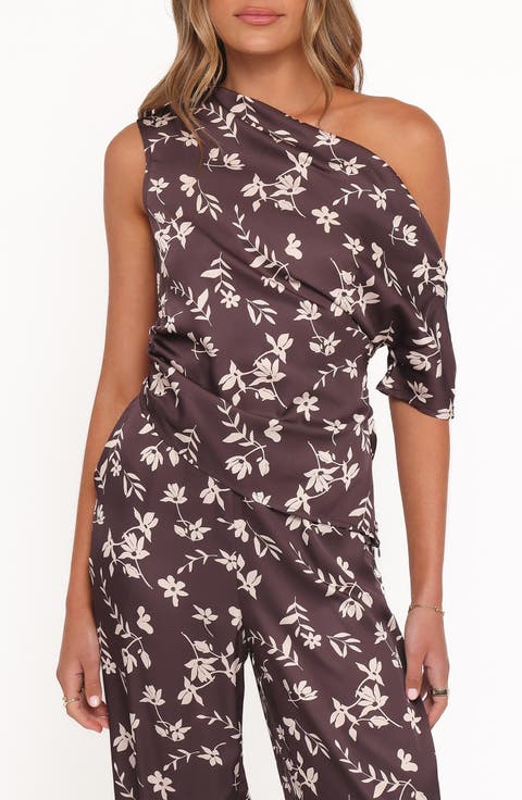 Romola Ruched One-Shoulder Top