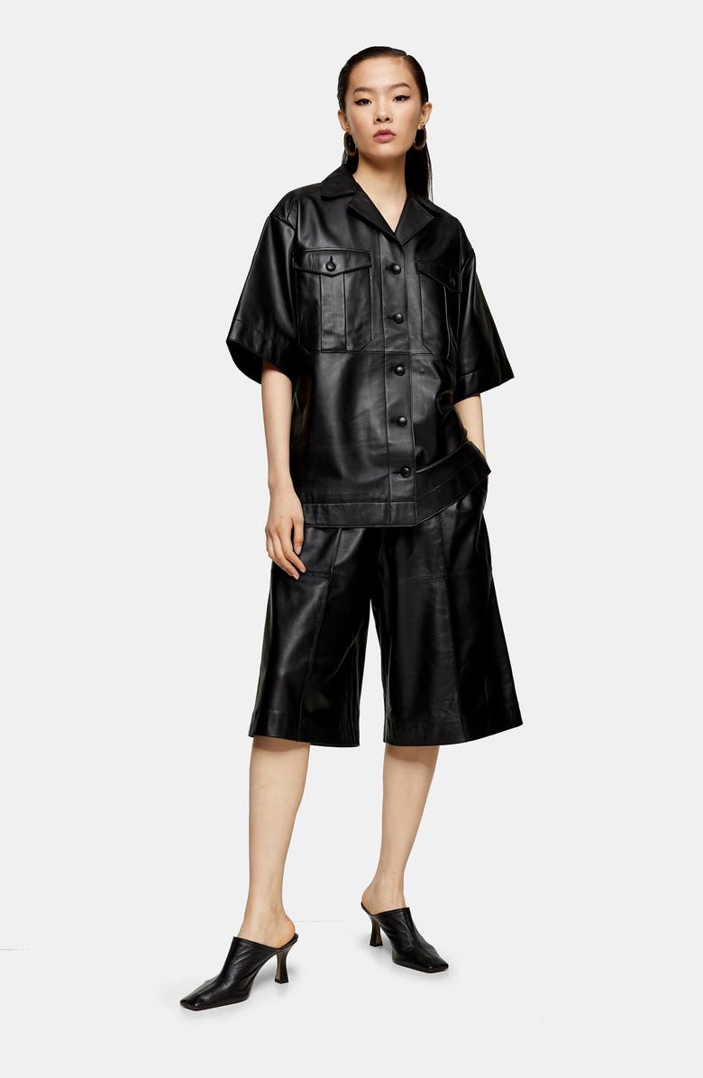Topshop Boutique Leather Shirt, Alternate, color,