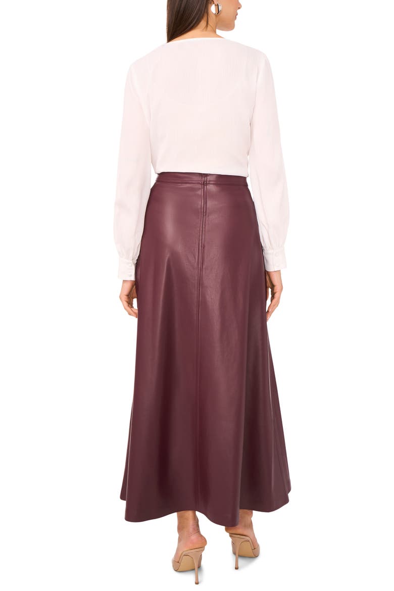 Faux Leather A-Line Skirt, Alternate, color, GRAPE WINE