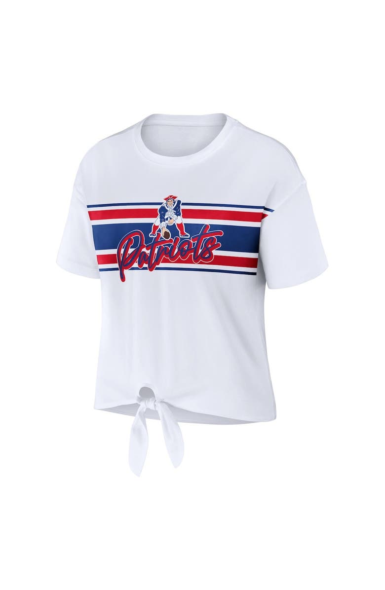 WEAR by Erin Andrews Women's WEAR by Erin Andrews White New England Patriots Front Tie Retro T-Shirt, Alternate, color, 
