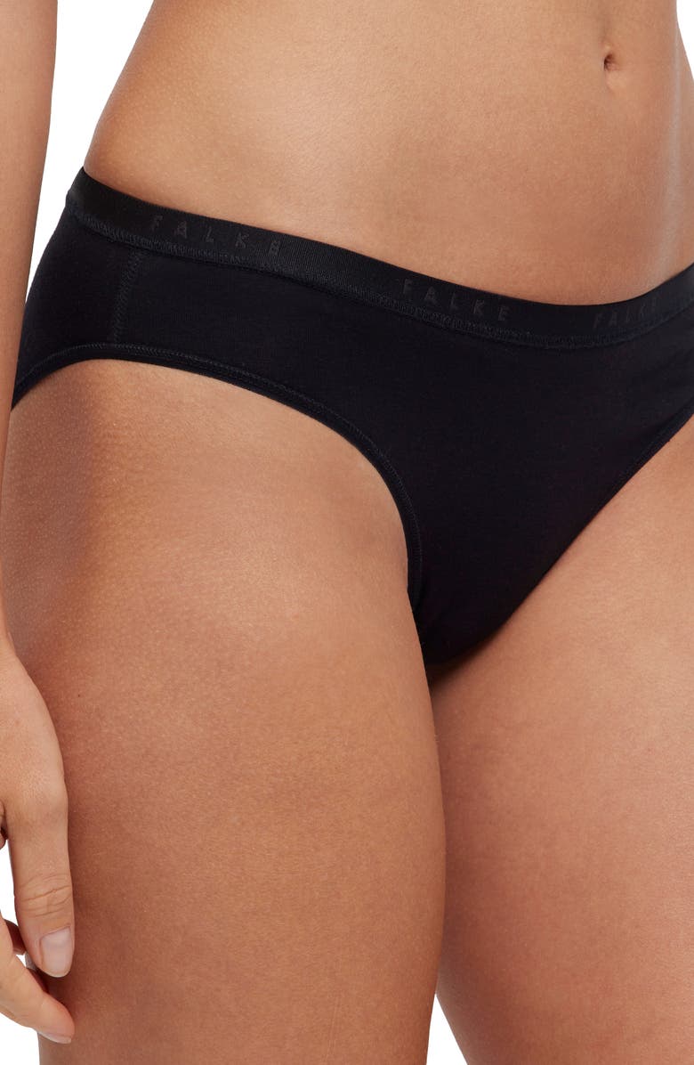 Falke Daily Climate Cotton Blend Bikini Briefs, Alternate, color, Black