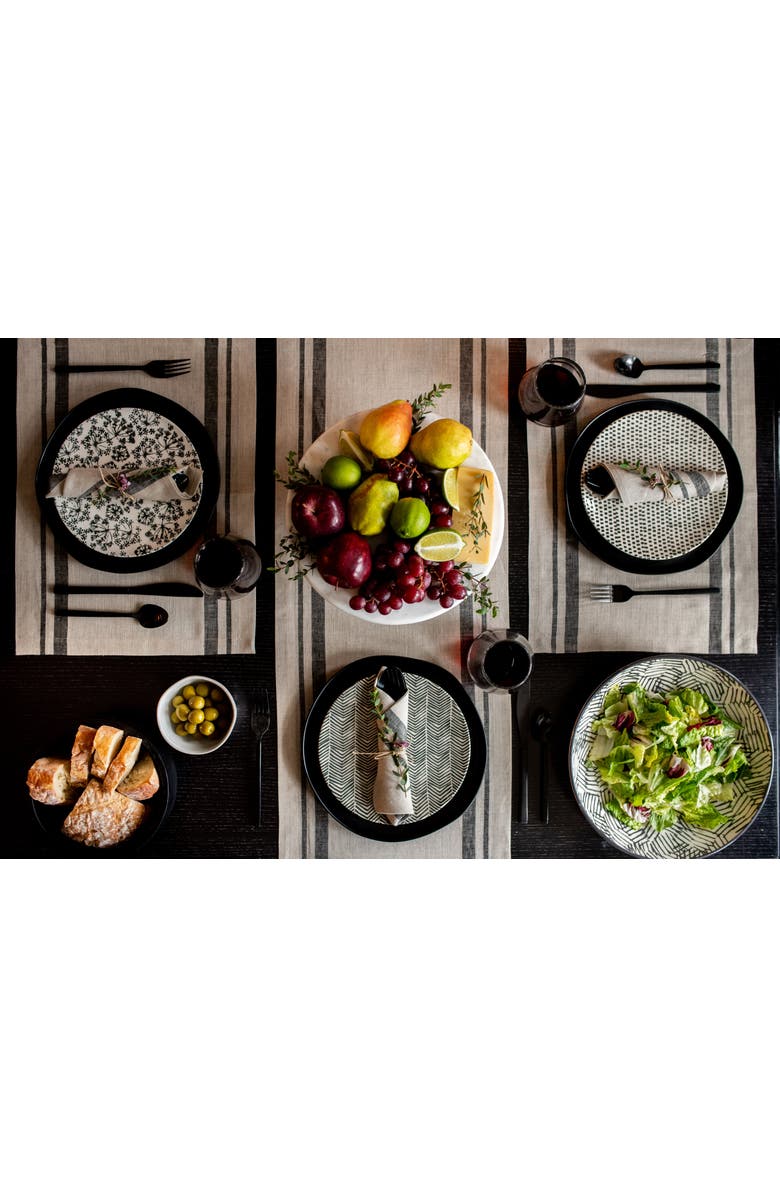 Solino Home Linen Placemats - French Stripe, 14" x 19", Alternate, color, Black And Natural
