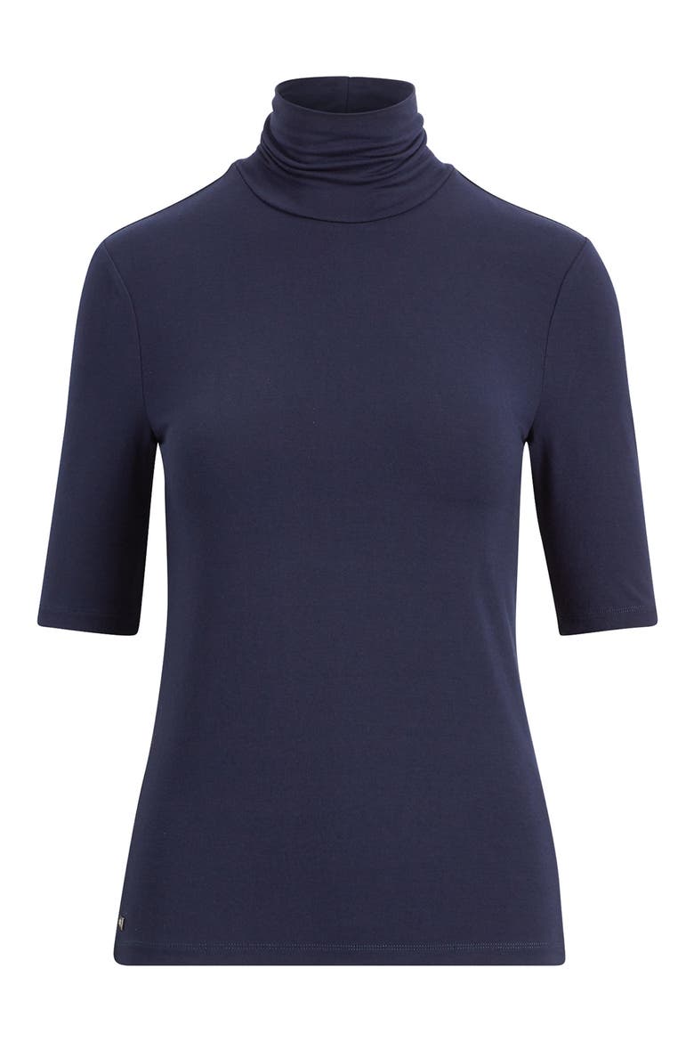 Jersey Turtleneck Top, Alternate, color, LAUREN NAVY
